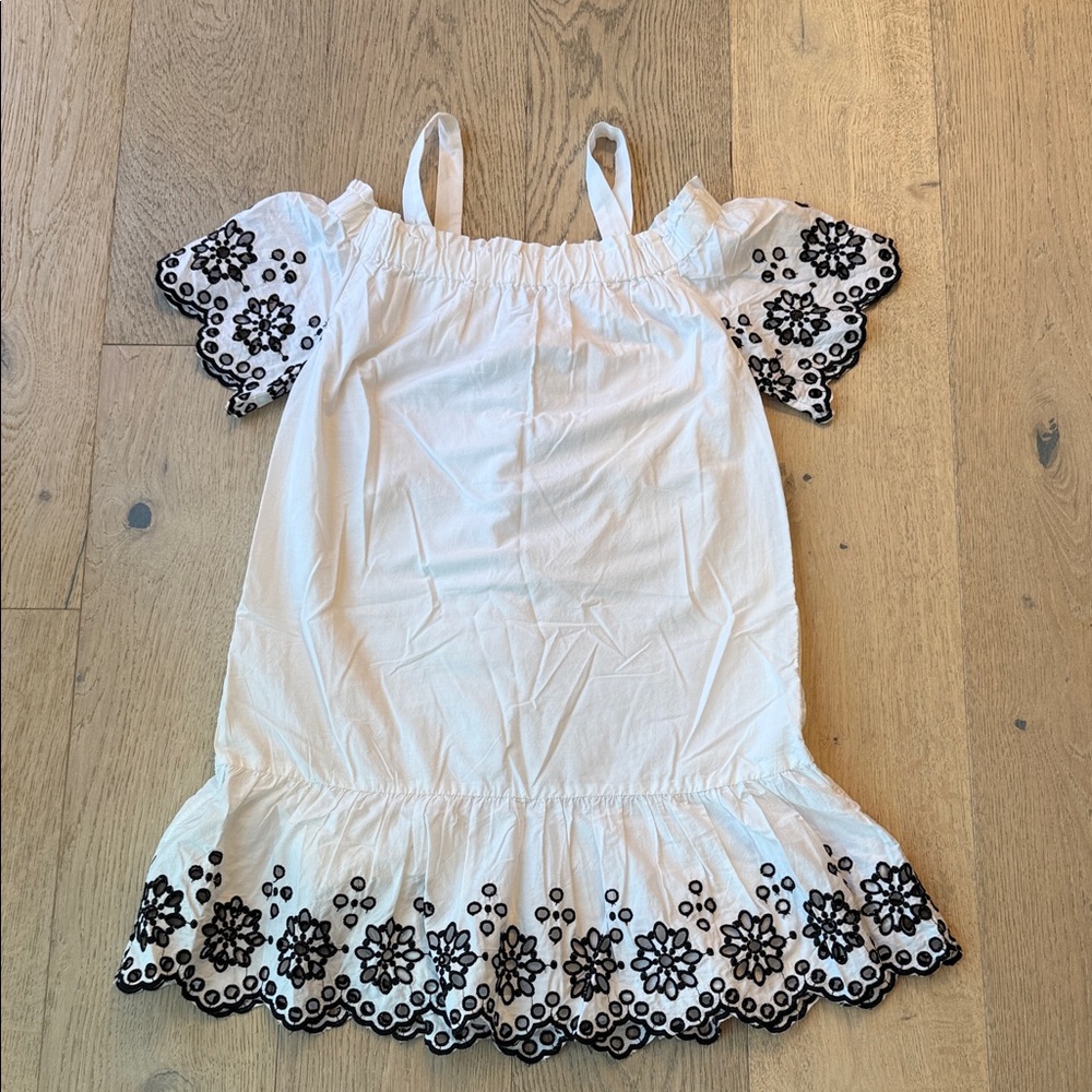 Vineyard Vines White Blouse Dress with Black Embroidery – Approx. XS/S - NWOT